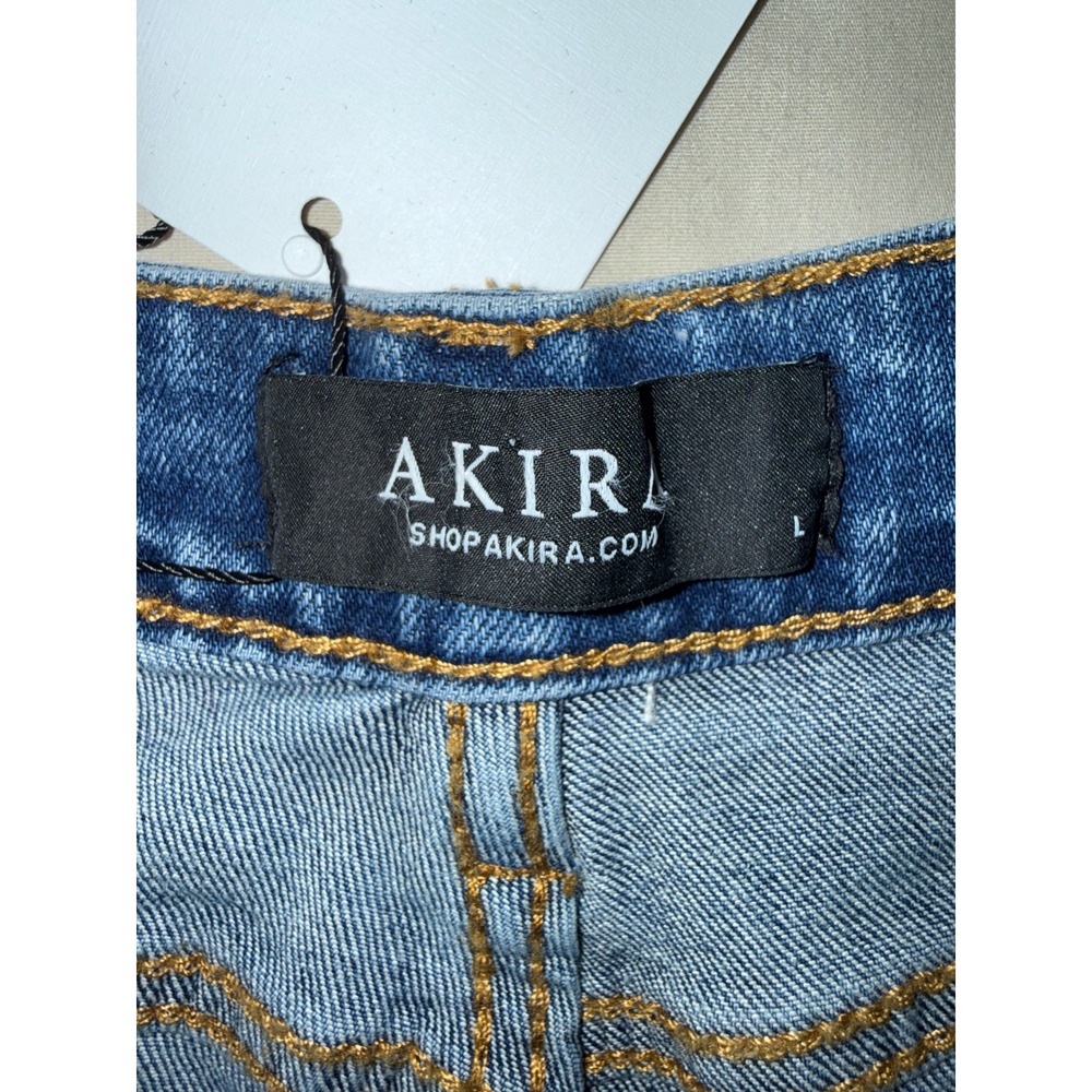 Akira Mens Cross Patch Denim Shorts Blue Streetwear Jorts LP60602B-AK Size L NEW - Picture 5 of 6
